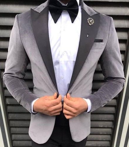 Designer grau samt anzug - designer,