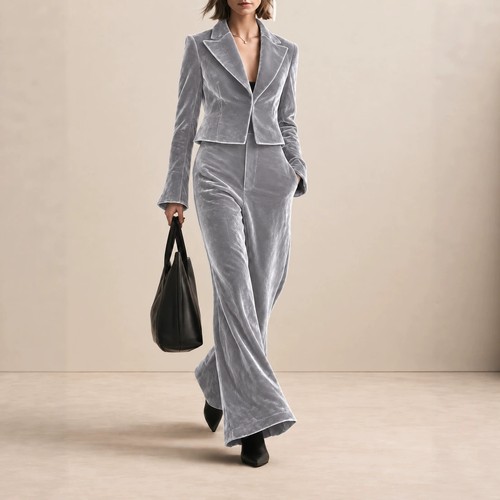 Damen samt kurzblazer und wide - und,